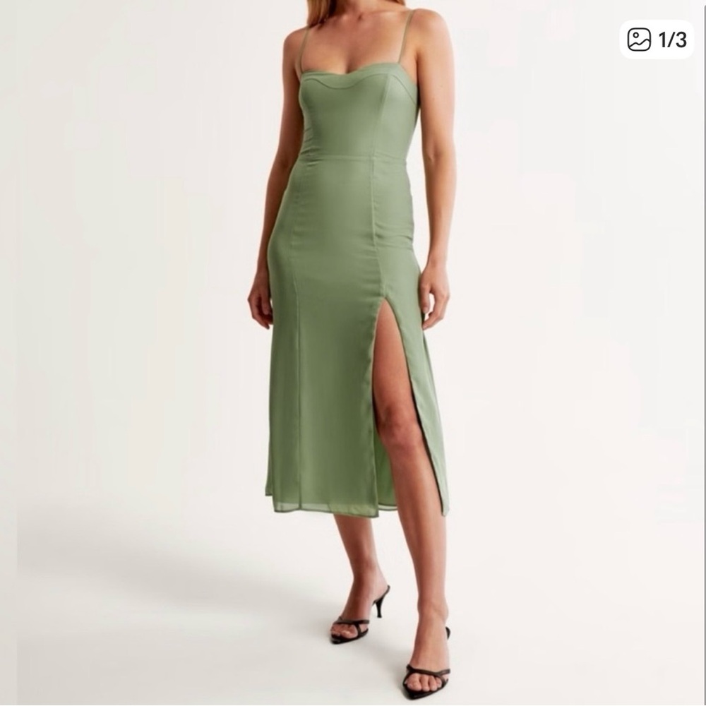 Abercrombie & Fitch Sage Green Midi Dress